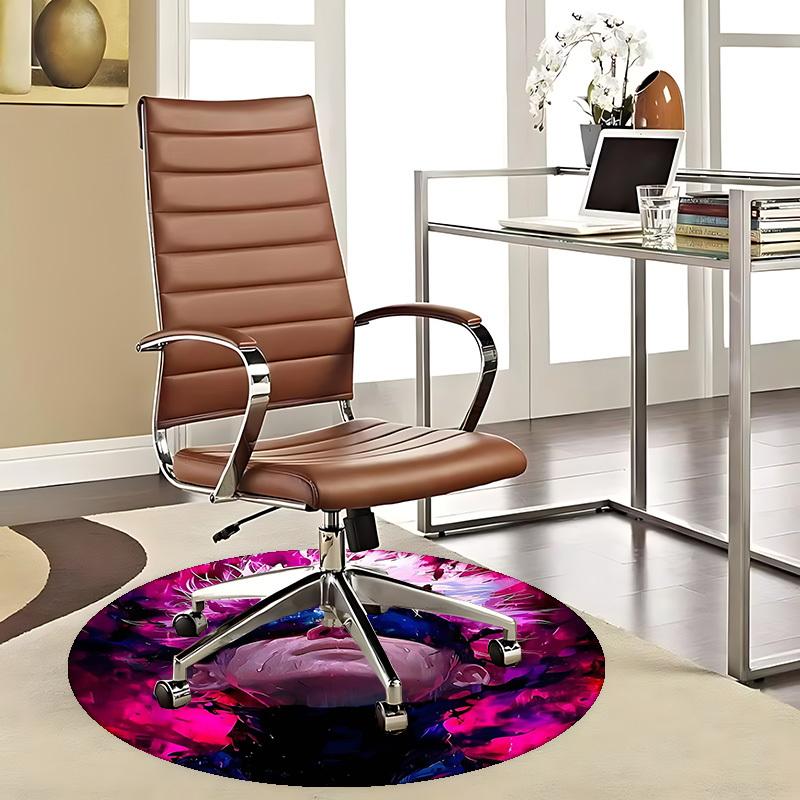 

1pc Anime Inspired Round Carpet Office Chair Mat with Floral Design, Non Slip Rug for Home Decor, All Seasons 80cm