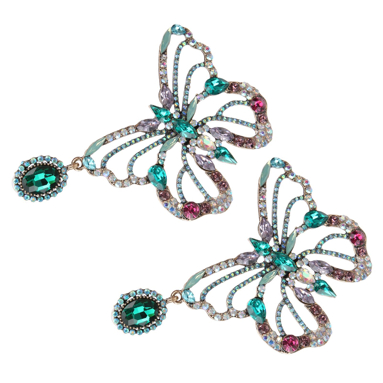 

Earrings Metal Retro Diamond Hollow Colorful Butterfly Alloy Creative Jewelry Women Accessories