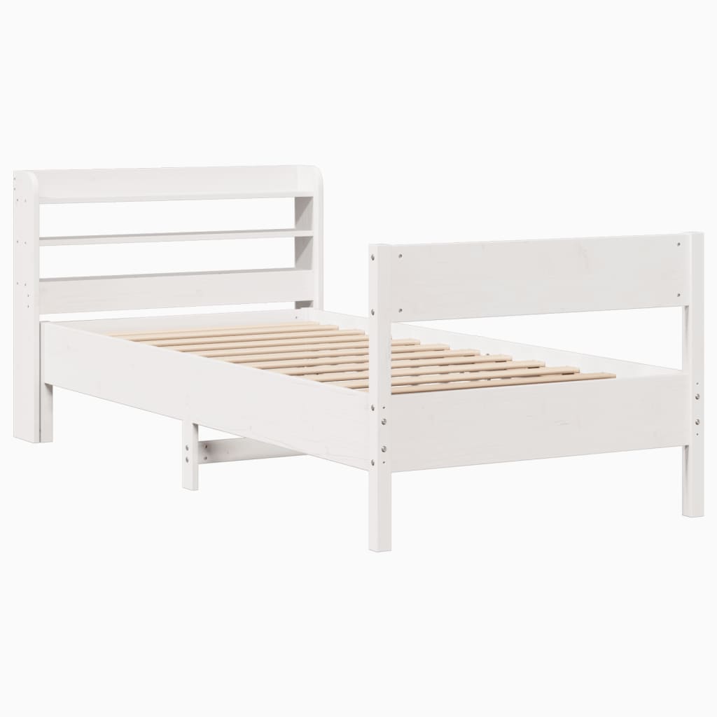 Vidaxl Rama Łóżka Bez Materaca, Biała, 75X190 Cm, Lite Drewno Sosnowe