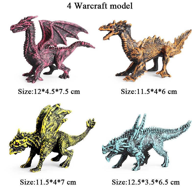 Oenux 4pcs Small Jurassic Dinosaur Set Action Figure T-Rex Mosasaurus Velociraptor Carnotaurus Animals Model Educational Kid Toy