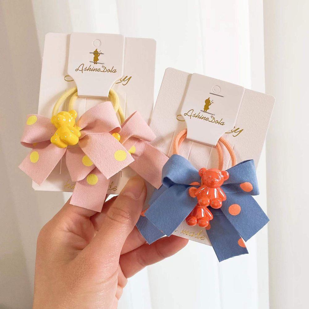 

Holder Polka Dot 3D Bear Hair Ring Hair Accessories Kids Cartoon Hair Band Children Bow Hair Rope