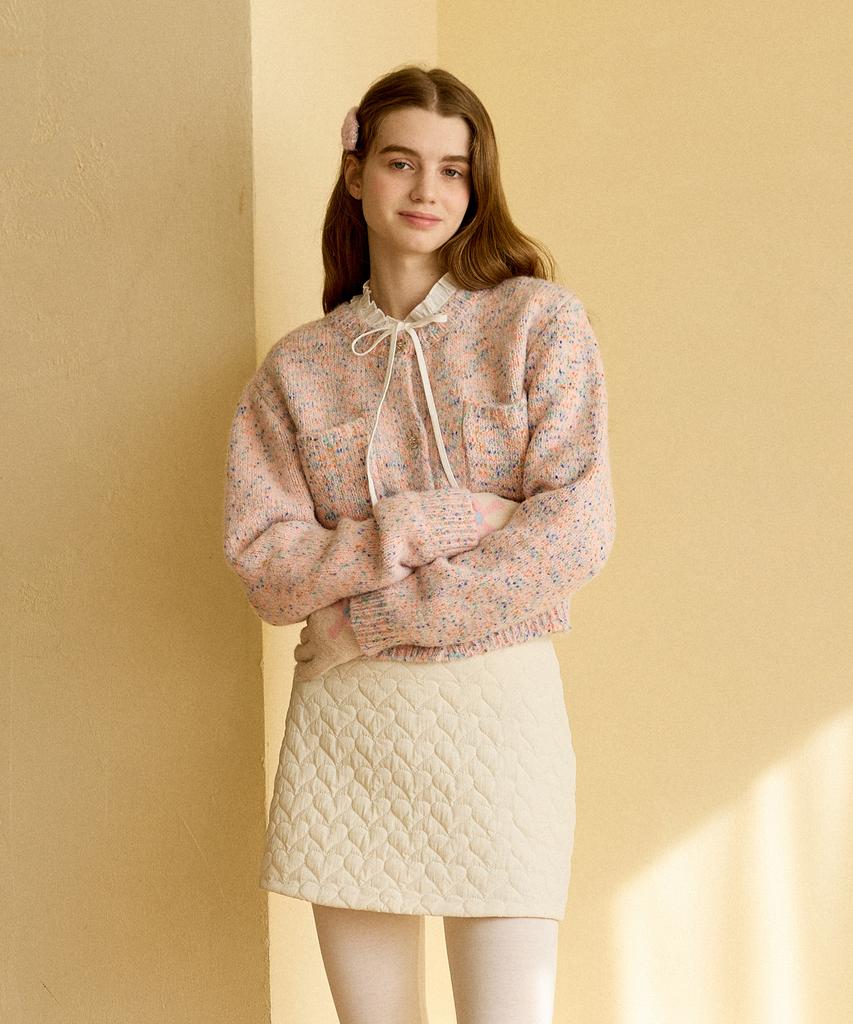 Pink Pineapple Heart Padding Skirt_Ivory