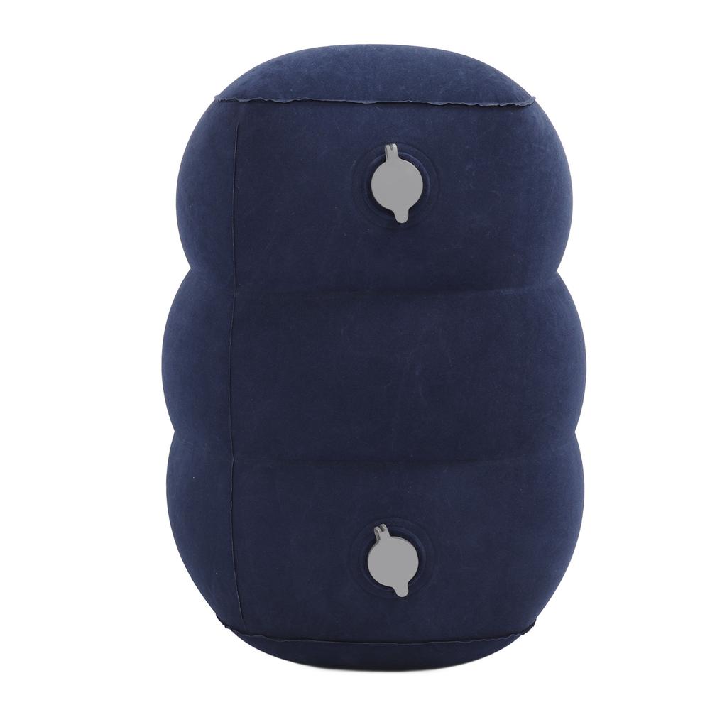 Inflatable Foot Rest Double Valve Blue PVC Flocking Washable Inflatable Travel Foot Rest Pillow for Men Women