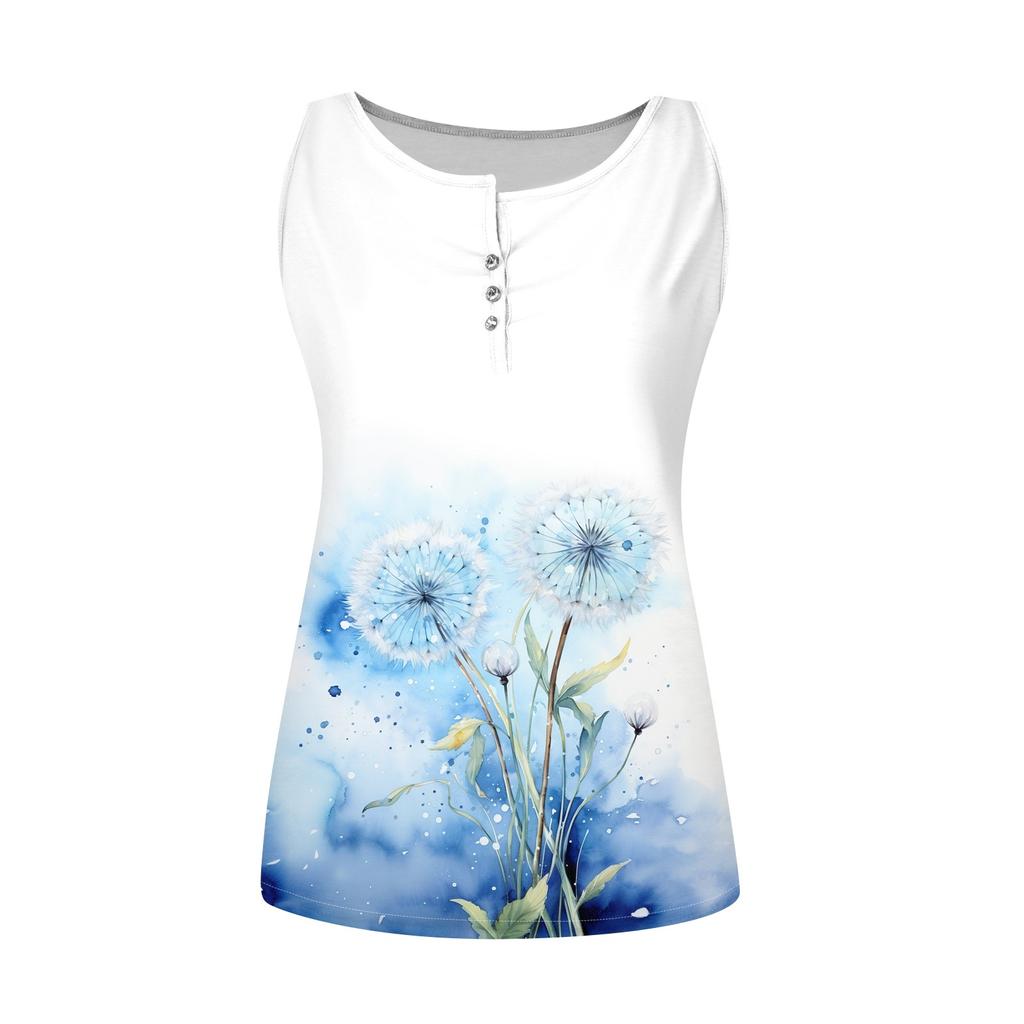 Womens Tank Top V Neck Basic  Casual Print Flowy Summer Sleeveless Deep Side Cut Tops For Women