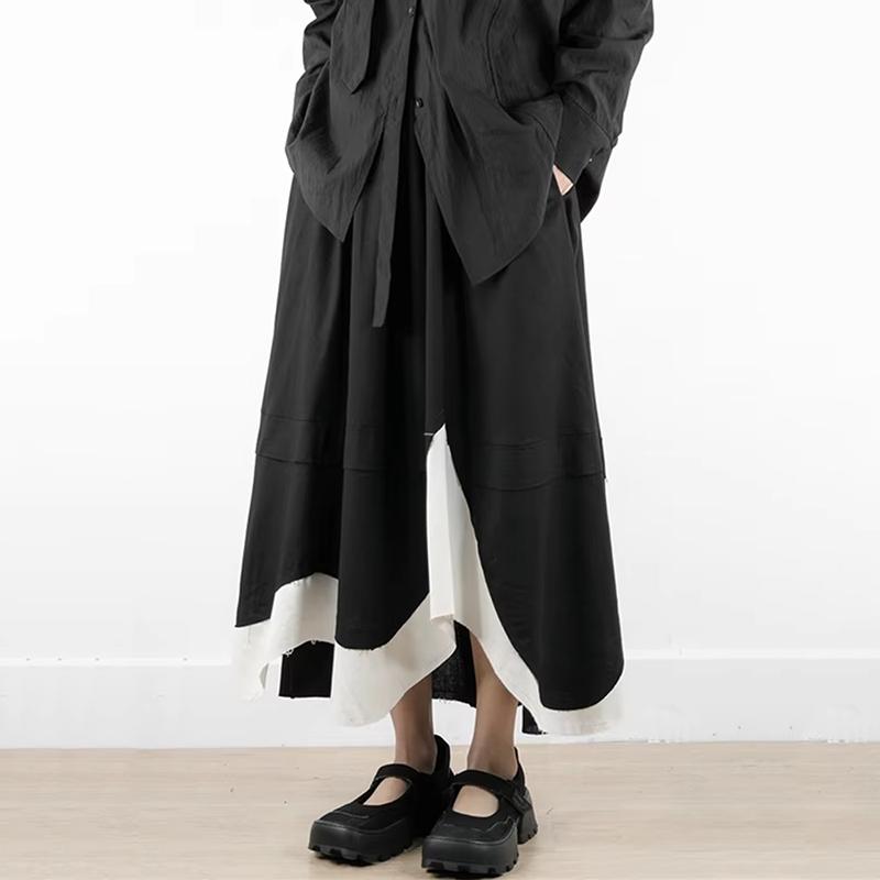 Xitao Contrast Color Asymmetrical Pocket Skirt HQQ2444