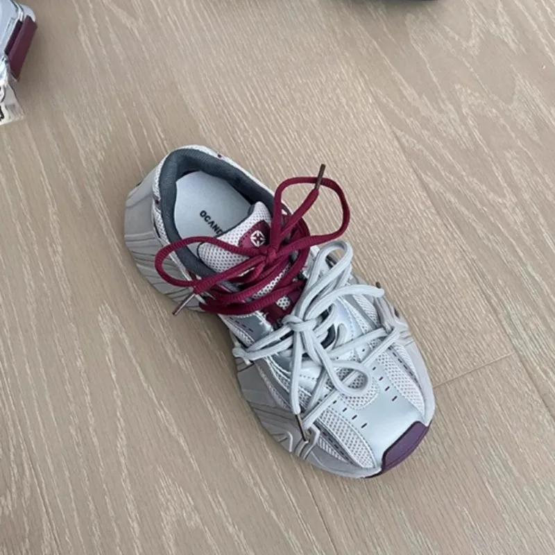 Shoes Female 2025 Mesh Women's Vulcanize Shoes Outdoor Breathable Women Casual Sneakers Round Toe Platform Lace Up Women's Shoes