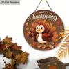 2D Flat Autumn Cartoon Turkey Welcome Wall Decorative Plaque, Round Wooden Hanging Plaque, Perfect for Fall Decor, Front Door, Porch, Garden