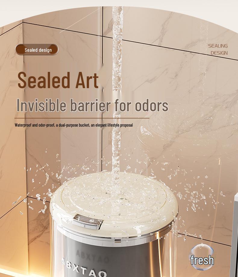 Light Luxury Pedal-Operated Metal Trash Can with Dual Lid, Large Capacity for Bathroom & Living Room
