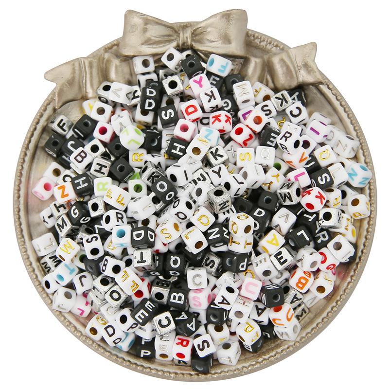 Handmade Bracelet Beads 5x5mm Acrylic English Letters Square Beads Beading Jewelry Accessories Handmade Pendant Diy Bracelet Materials