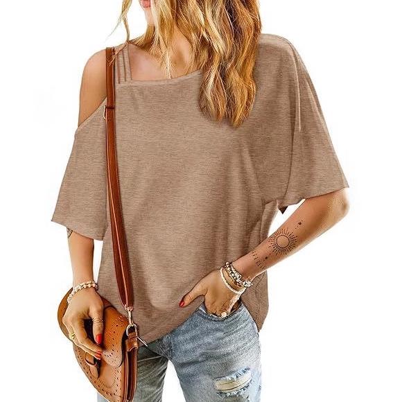Women's Casual Off-Shoulder Loose Short-Sleeve T-shirt