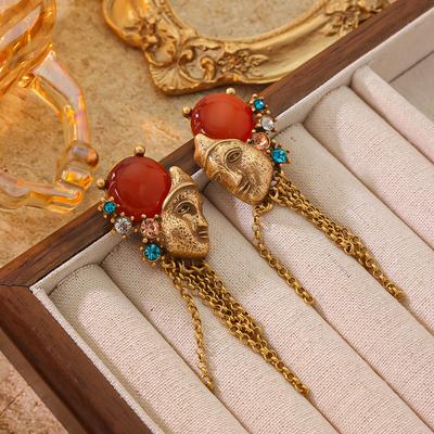 Spain's Best-selling Light Luxury High-end Earrings 925 Silver Needle Plated 18k Gold Retro Inlaid