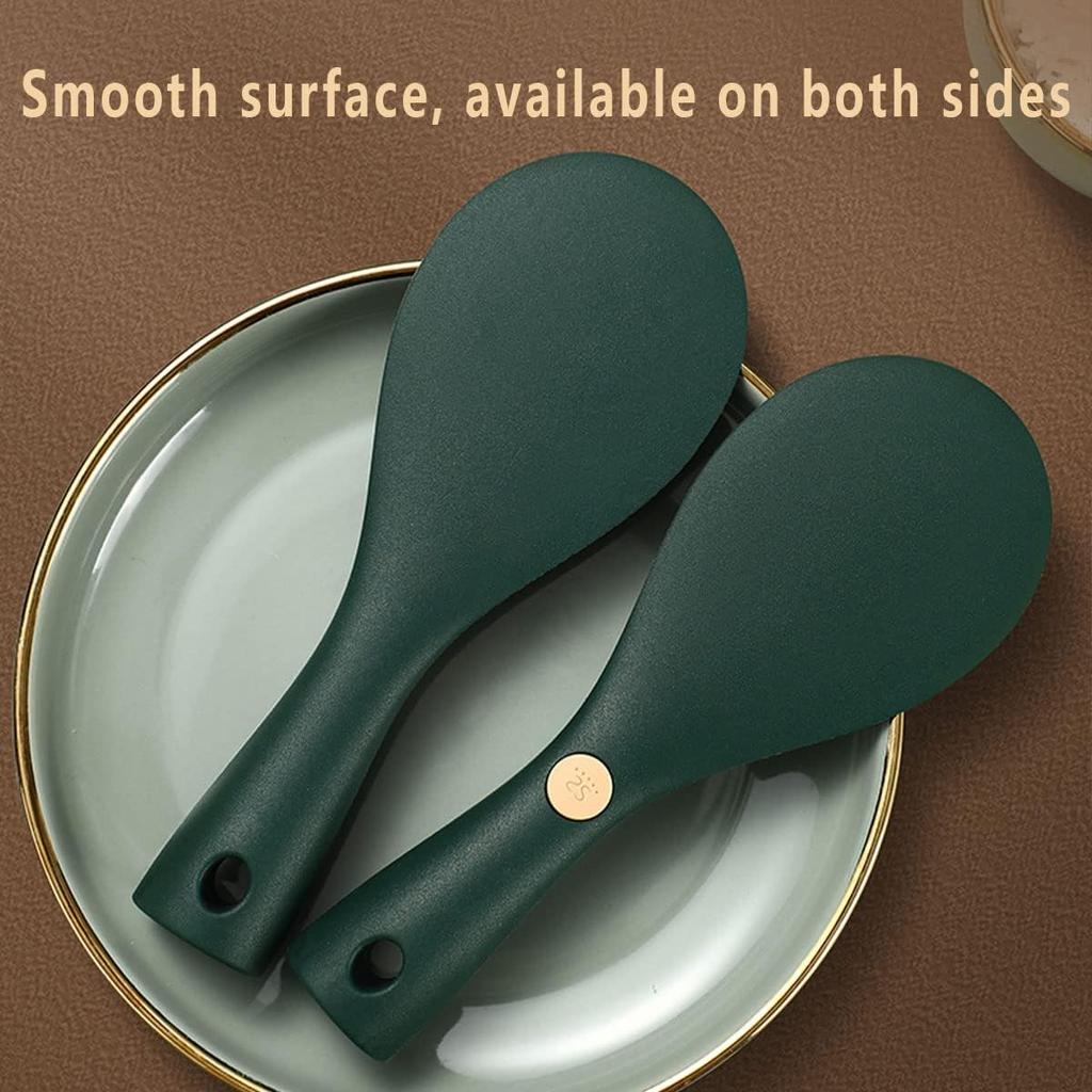 Durable Non Stick Rice Spoon,Silicone Rice Scooper,Stainless Steel Core,Stand-up Rice Paddle,Kitchen Flatware Spatula