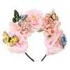 Trendy Bohemian Floral Crown Hair Hoop Faux Floral Cosplay Fairy Headband  Women Girls