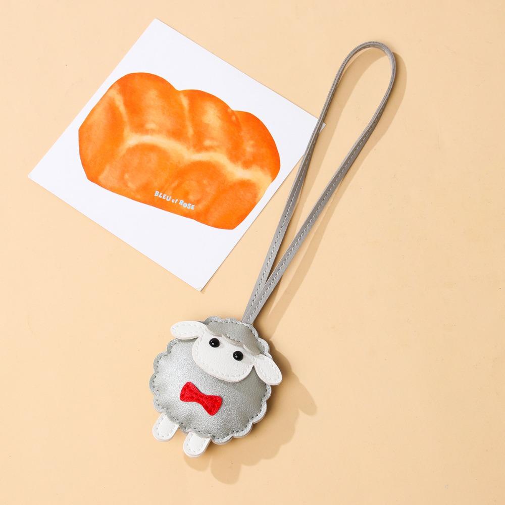 Soft PU Leather Sheep Keychain Cartoon Sheep Bag Charm Trendy Lamb Pendant Keyring Bag Accessories