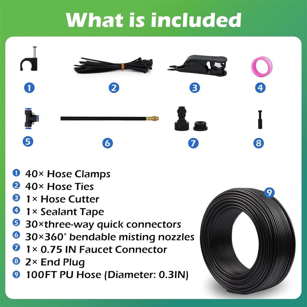 Universal Adjustable Micro-Atomizing Sprinkler Set for Irrigation, Cooling, and Humidification