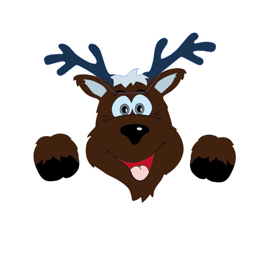 Grenzüberschreitende Weihnachtsdekoration mit Rentieren und Weihnachtsmann, Elch lugt aus dem Zaun