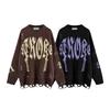 Autumn/Winter 2024 Gothic Ripped Pullover: Trendy Loose-Fit Retro Knitwear for Men & Women Couples