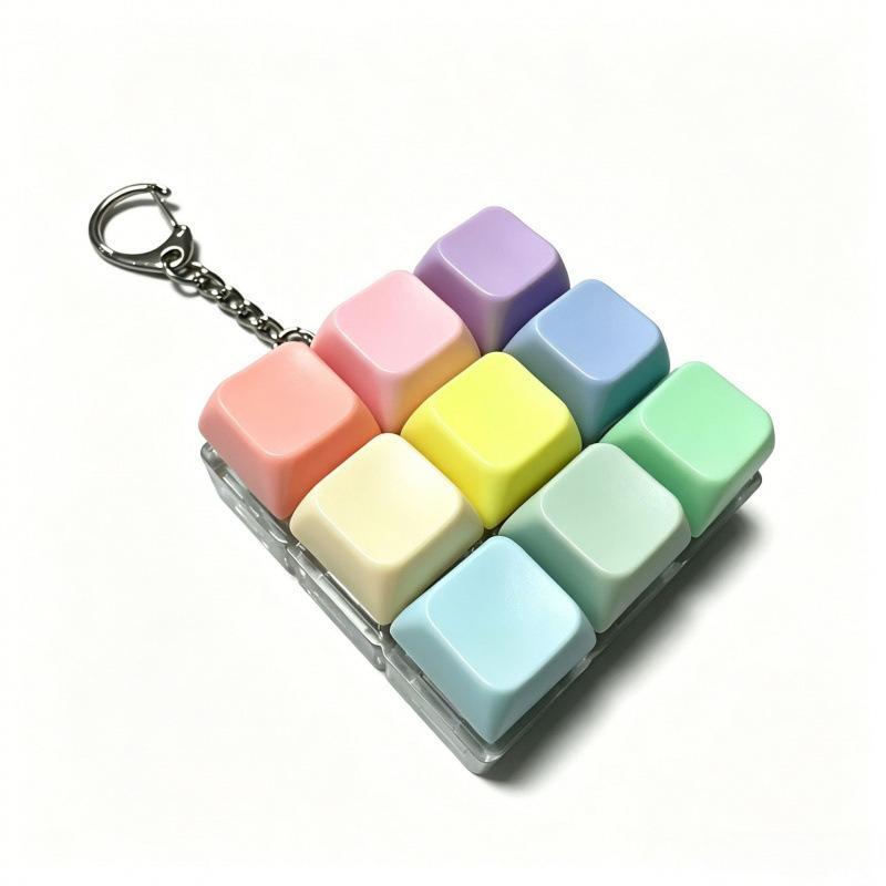 Cute Pastel Keyboard Fidget Keychain Clickable Buttons Fun Stress Relief Toy Ideal Holiday Gift for Kids Adults Office Staff