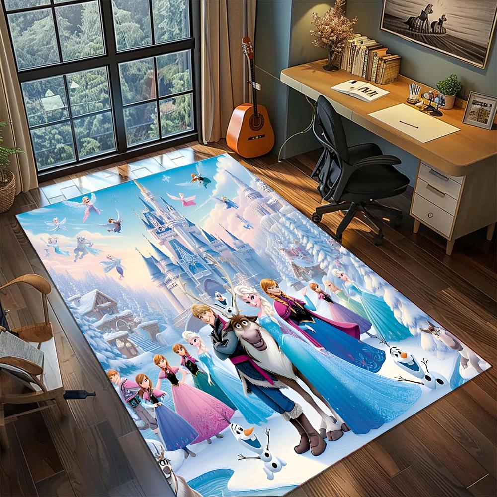 Elsa and Anna: A Dream Fantasy Rug Carpet Large Area Rug Non Slip Washable Floor Mat Gamer Room Bedroom Home Decor