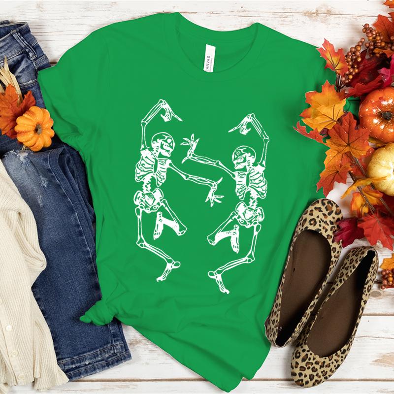 Halloween T-Shirt mit Skelett-Grafik T-Shirts Skelette feiern und tanzen T-Shirts Lustiges gruseliges Shirt Kurzarm-Tops
