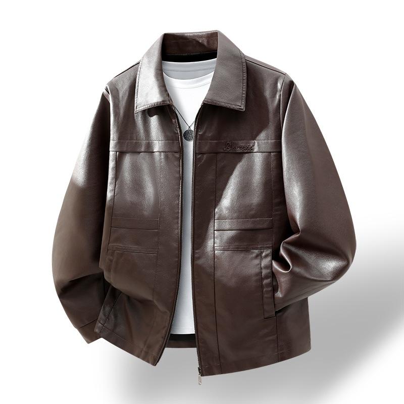 Spring and Autumn Men's Slim Leather Jacket New Men's Leather Jacket Large Size Leather Jacket Men's Thin