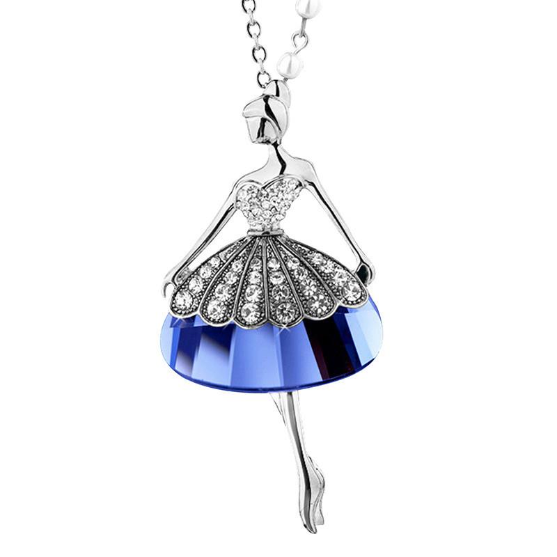 Exquisite Long Chain Rhinestone Necklace With Doll Charm For Womens Autumn And Winter Fashion