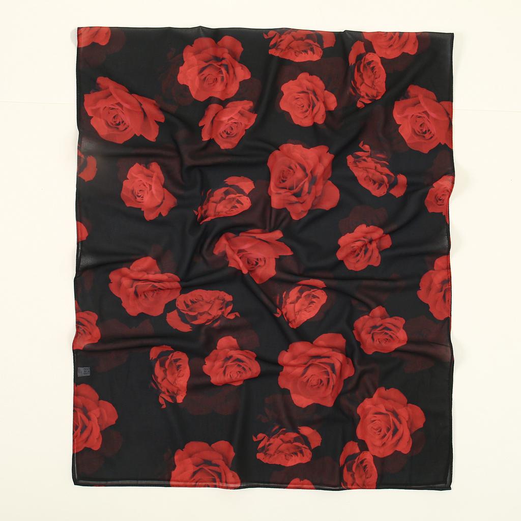 Rose Printed Chiffon Hijab Scarf Muslim Fashion Floral Printed Shawl Women Premium Chiffon Headscarf Beautiful Hair Wraps