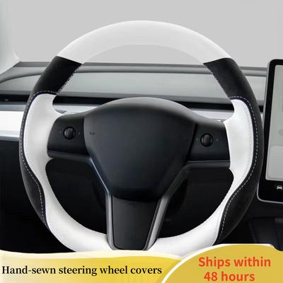 Car Steering Wheel Cover For Tesla Model 3 2017- Ized Auto Interior Accessories White DIY Steering Wheel Braid