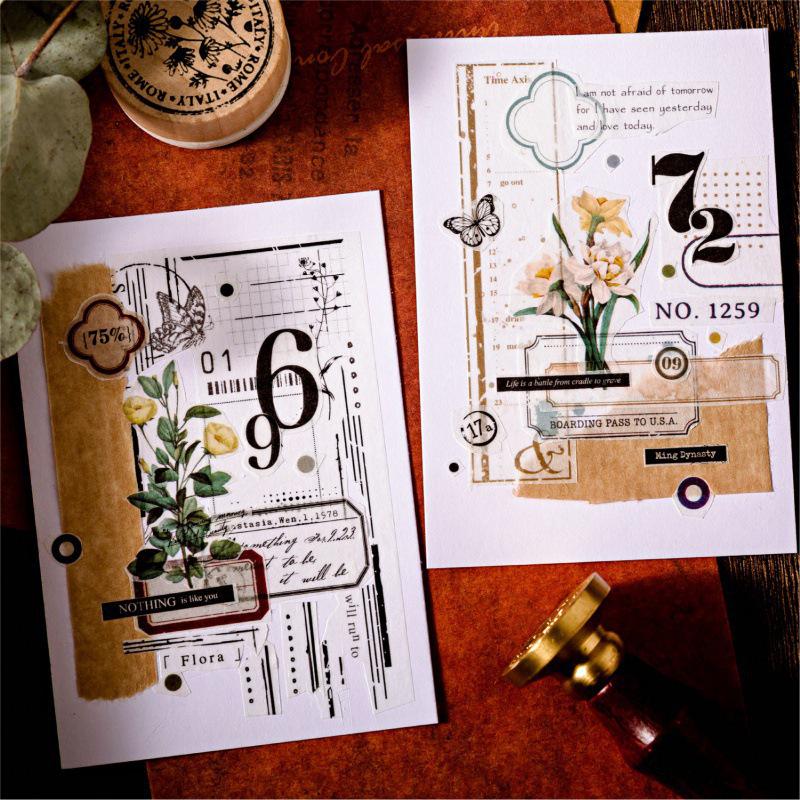 Retro Scenery Washi Tape: Sugar Poetry & Creative Plant Collage for DIY Journals