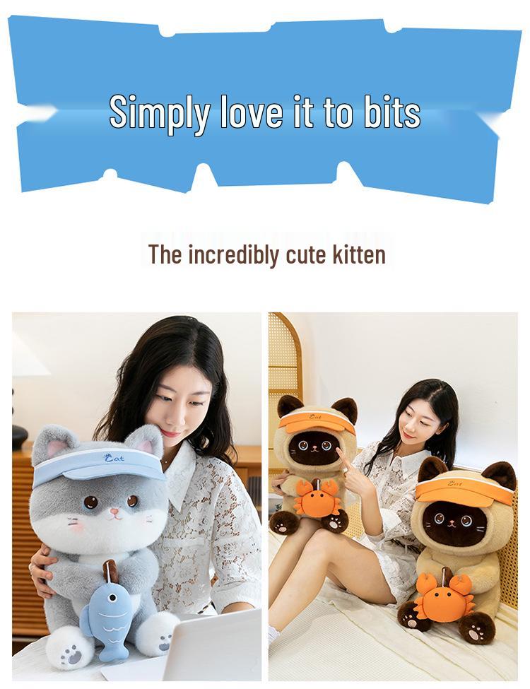 Large Greedy Cat Fishing Plush Doll - Perfect Gift for Kids