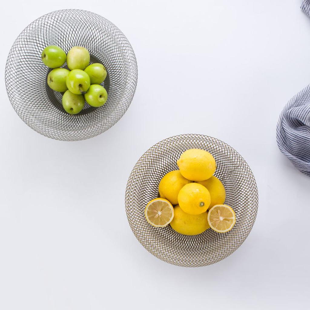 Metal Wire Fruit Basket Mesh Design Open Weave Storage Bowl for Kitchen Dining Table Countertop Use Durable Construction