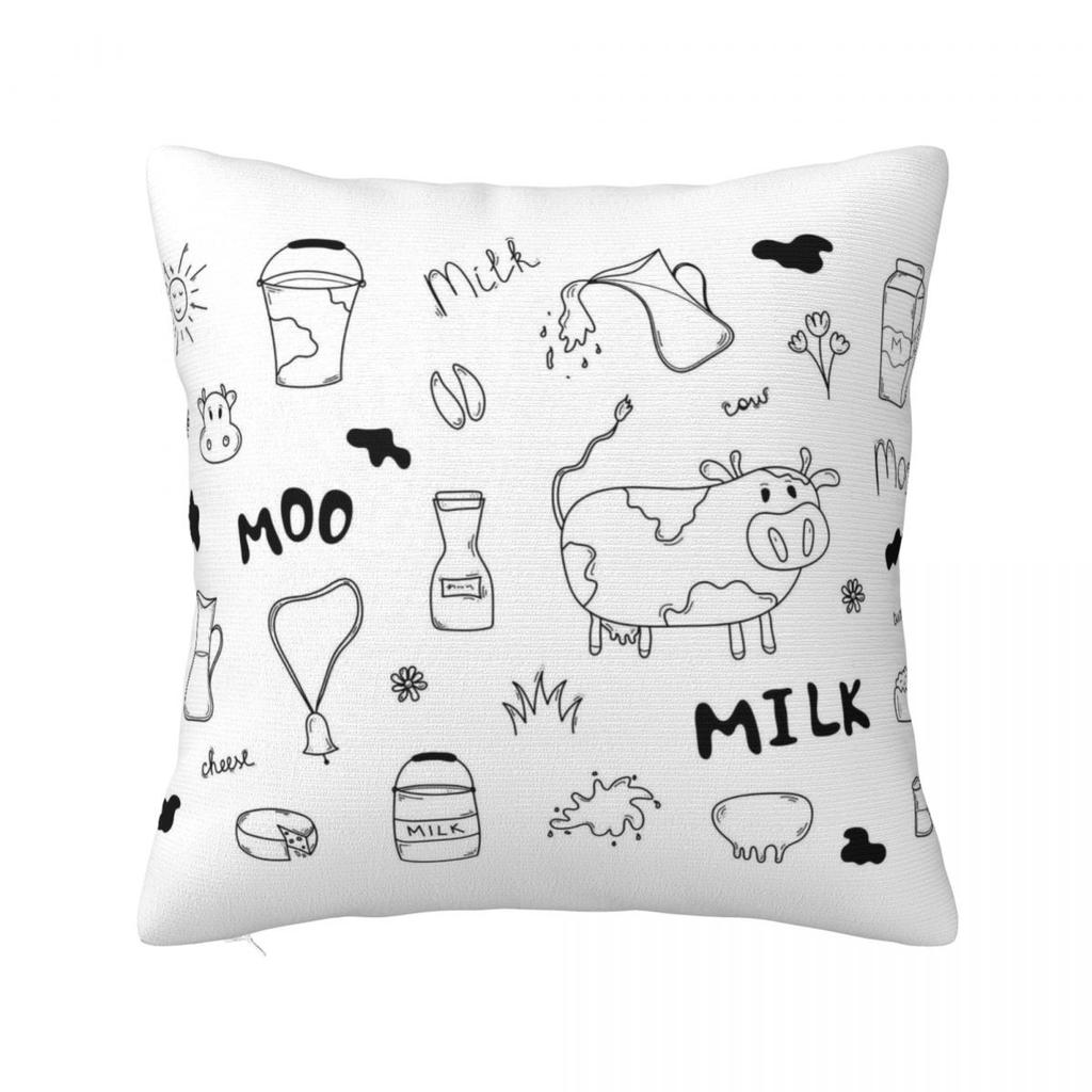 Cow Print Farm Animal Flower Theme Square Pillowcase Cushion Cover Pillow Case Throw Pillow Cover for Home Bedroom Car