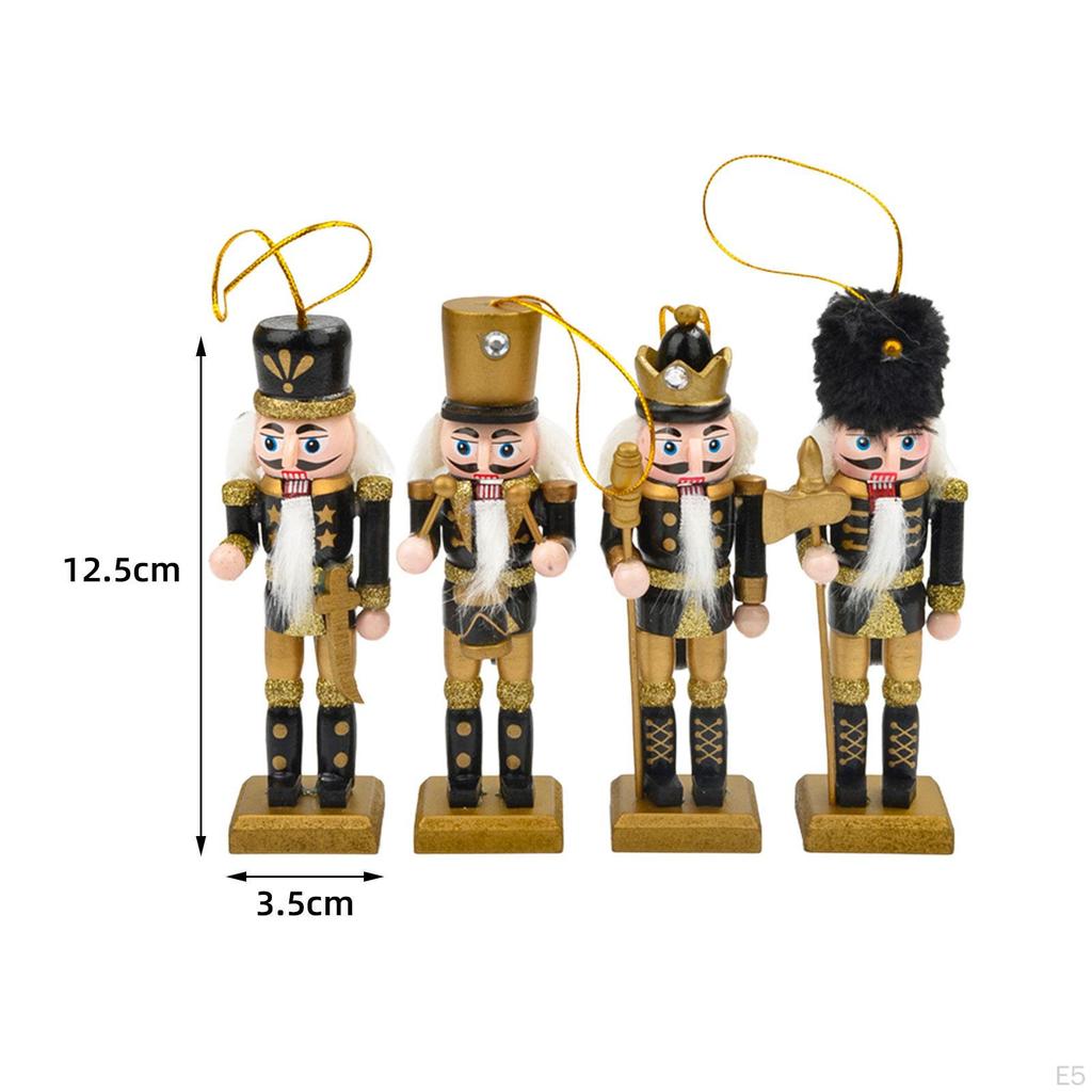 4 Pieces Nutcracker Soldier Figurine Sculptures Photo Props Pendant Figures Toy for Home