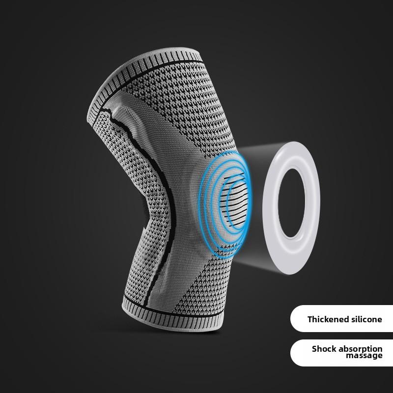 Summer Pressurized Silicone Spring Breathable Knee Pads for Mountaineering, Running, Basketball, Cycling, Knitted Knee Pads