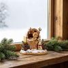Warm Atmosphere Ornaments Fairy Tale Little Boy and Fox Wooden Figurine, Rustic Desktop Statue, Artistic Carved Decorative Tabletop Figurines