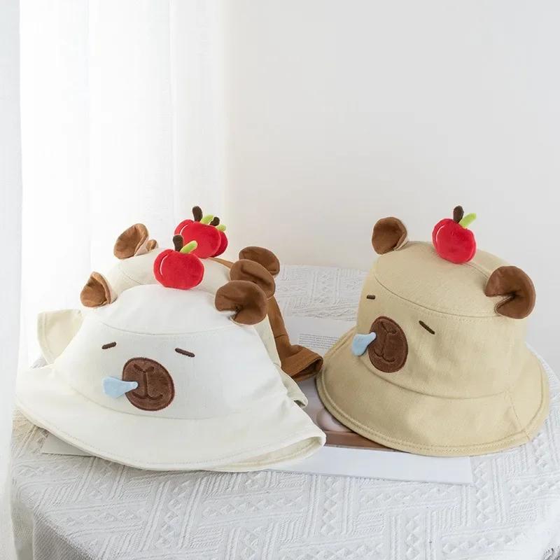 Cute Capybara Fisherman Hat Children Spring New Water Dolphin Basin Hat Students Sun Hat Three-dimensional Bucket Hat