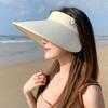 Summer new ice silk hat women's big brim empty top hat seaside beach hat solid color sun hat sun hat