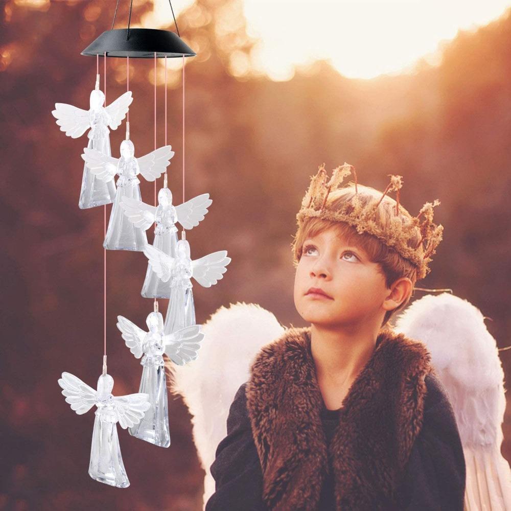 

Angel Color Solar Wind Chime Light Moon Lawn Lamp Home Decoration Solar Lamp Party