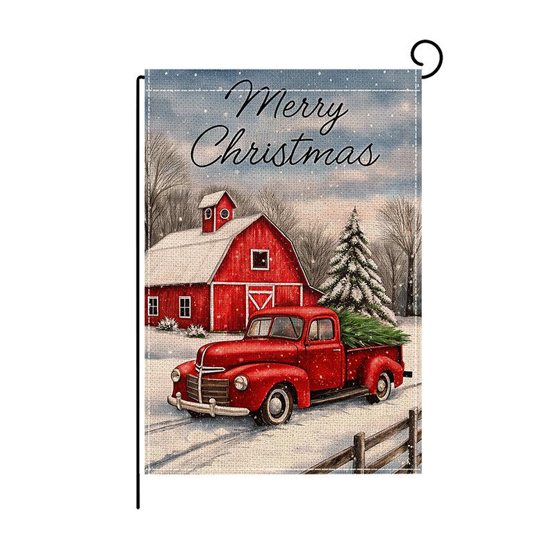 Weihnachten Bedruckte Gartenflagge Polyester Doppellagig Bedruckte Outdoor-Flagge Hof Dekorativ Bunte Flagge