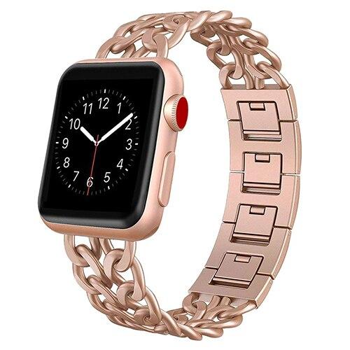Ремешок из нержавеющей стали для Apple Watch UItra 49 мм 8 7 6 5 4 45 мм 41 мм 40 мм 44 мм, браслет с металлическими звеньями для серии iwatch 42 мм 38 мм for 38mm 40mm 41mm розового золота