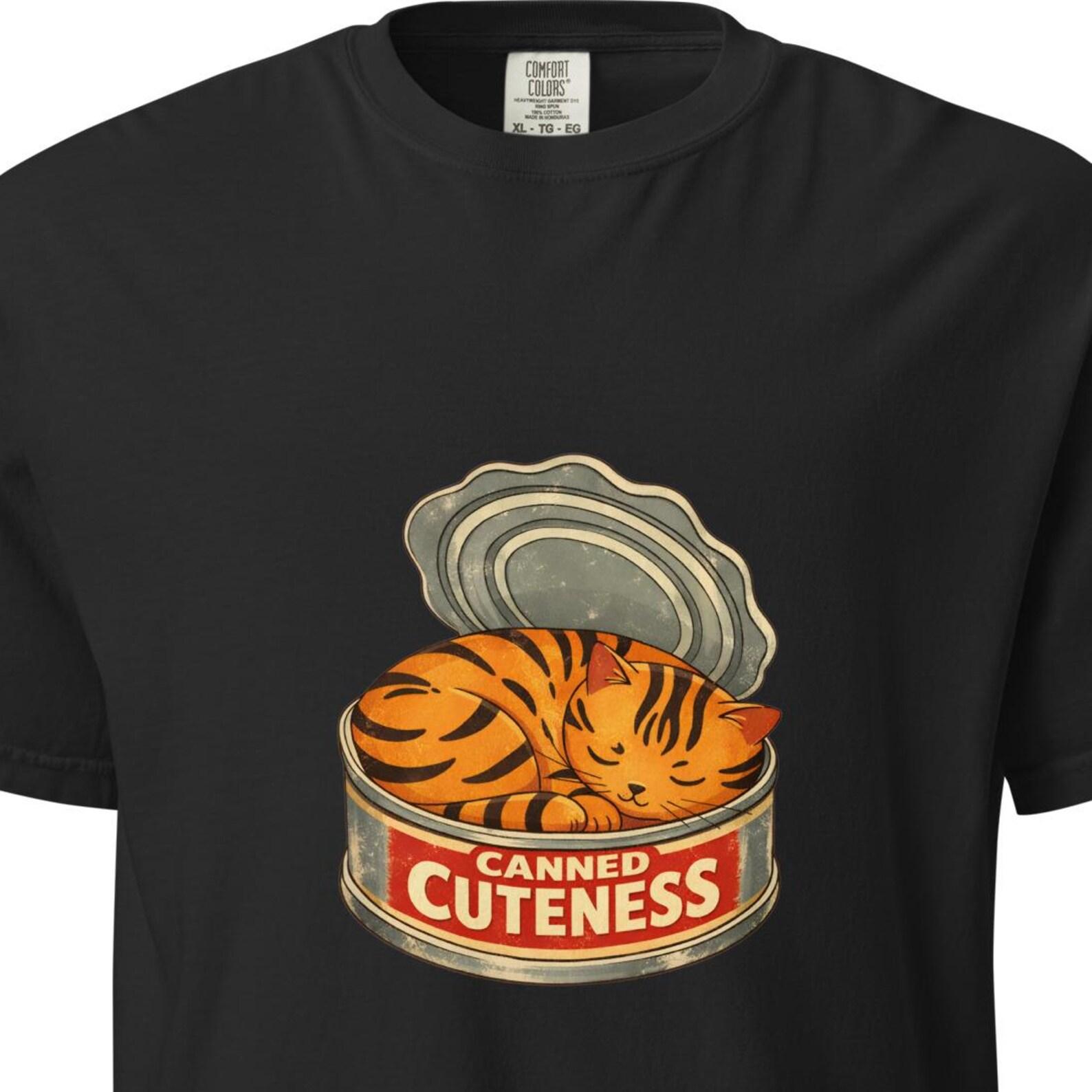 Canned Cuteness Cat Shirt, Vintage Ginger Cat, Cute Retro Cat Tee, Comfort Colors® Tabby Cat Gift, Orange Cat Energy 2XL