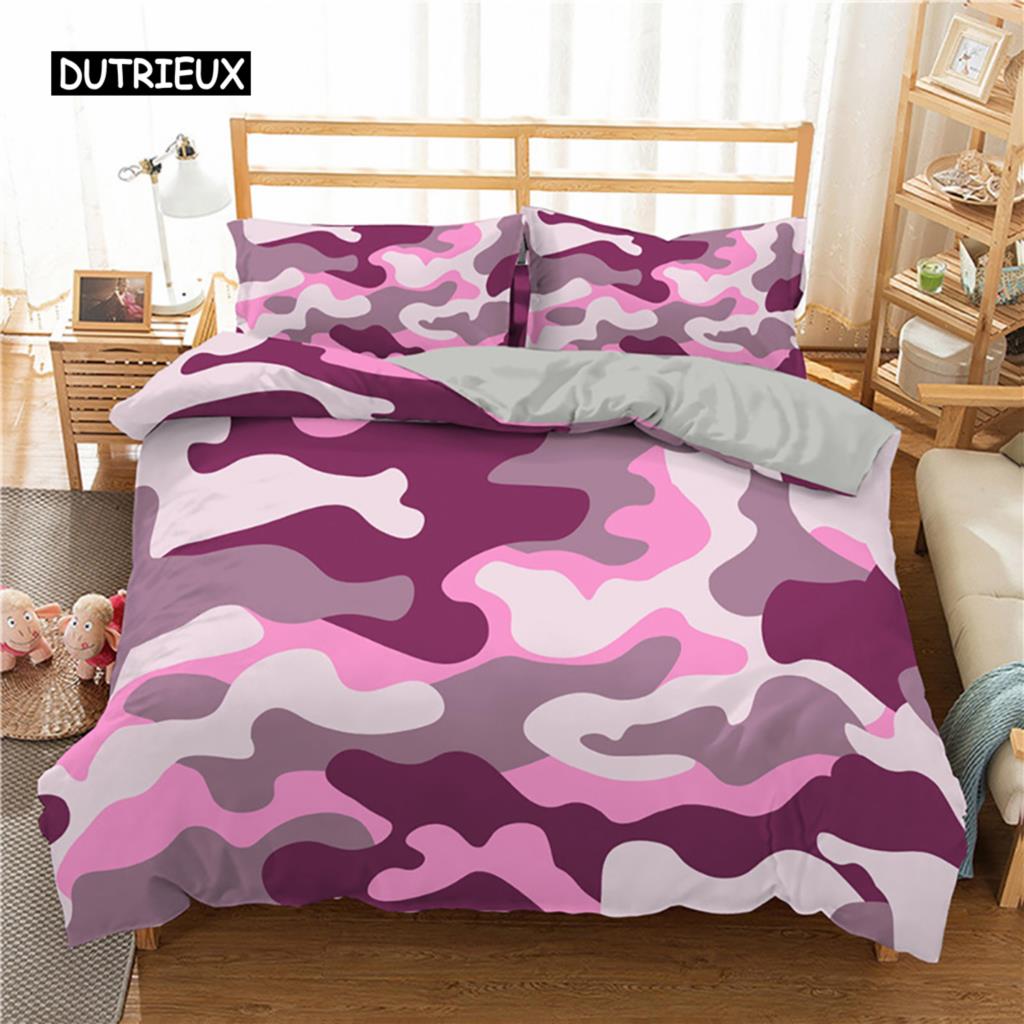 Kamuflasje Sengetøy Sett Gutt Tenåring Barn Abstrakt Dynetrekk med Putetrekk King Queen Twin Størrelse Polyester Dynetrekk 2/3 stk