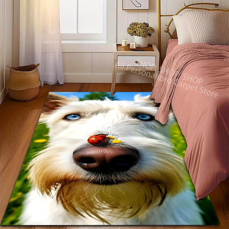 Multiple Sizes Cute Dog Avatar Pattern Carpet for Living Room Bedroom Sofa Home Decor Non slip Floor Mat Large Size Luxury Gift