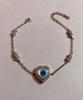 Artisan Crafted 925 Silver Evil Eye Protection Bracelet, Amulet Nazariya, Mother of Pearl Jewelry, Handmade, Handcrafted 6.5"+1" ext, 5.1 gm