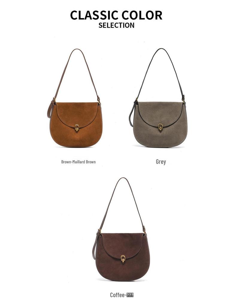 Matte Echtleder-Rindsleder Crossbody Satteltasche für Damen - Modisch, Vielseitig, Einzelschulter-Design für den Herbst