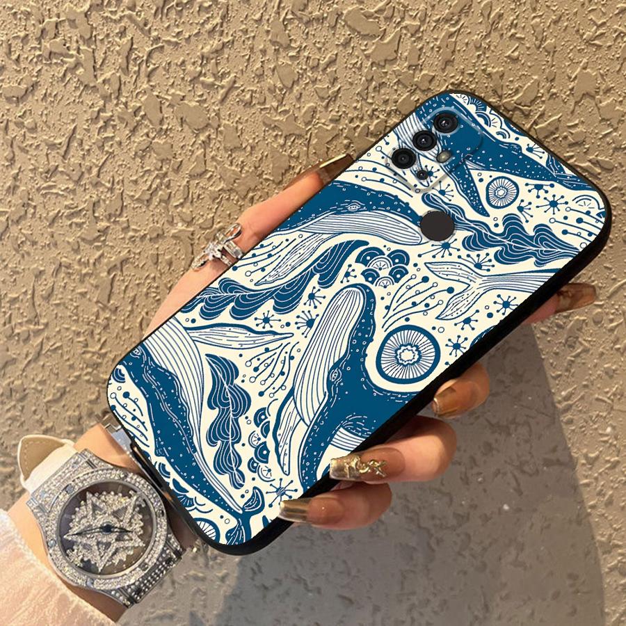 Case for Motorola Moto G71 G51 G73 G50 G52 G53 G30 G32 Edge 20 Pro 30 Lite G60s G22 Edge40 Phone Cover Ocean Shark Whale Design