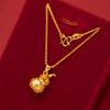 Pure Gold Necklace Lucky Hollowed Out Gourd Pendant for Women Charm Jewelry Gold Jewelry Wedding Party Gift
