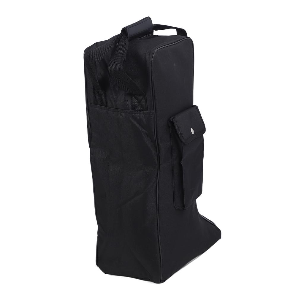 Boot Bag with Handle Oxford Cloth and Leather Black Waterproof Portable Boots Storage Bag for