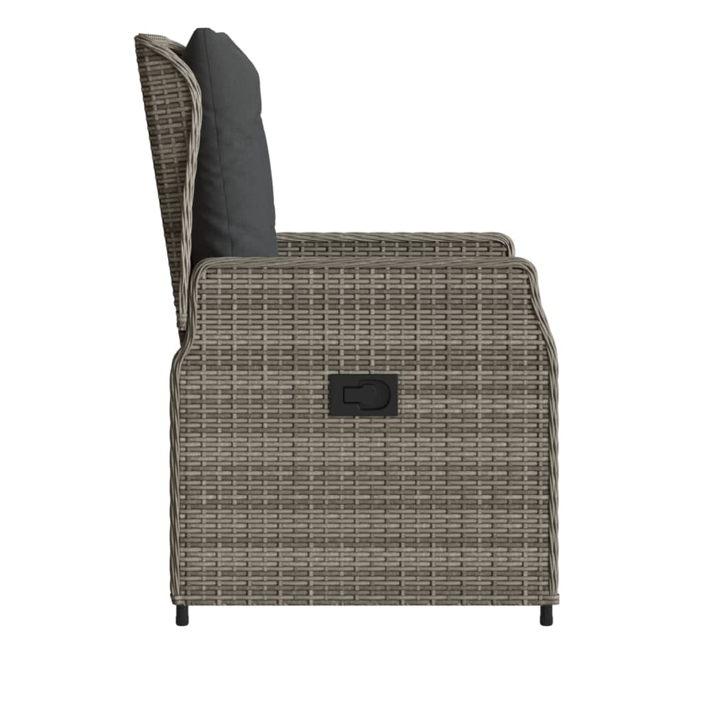 Garden Armchair 2 pcs Adjustable Grey Poly Rattan