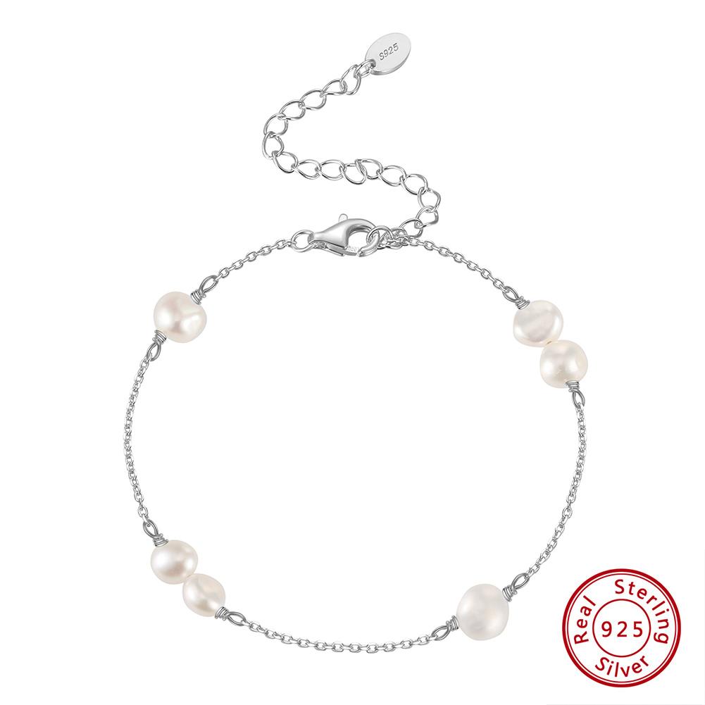 Bracelet Jewelry Made of 925 Sterling Silver Ethnic Handmade Bangle Authentic Fine Silver Chain With Pearl